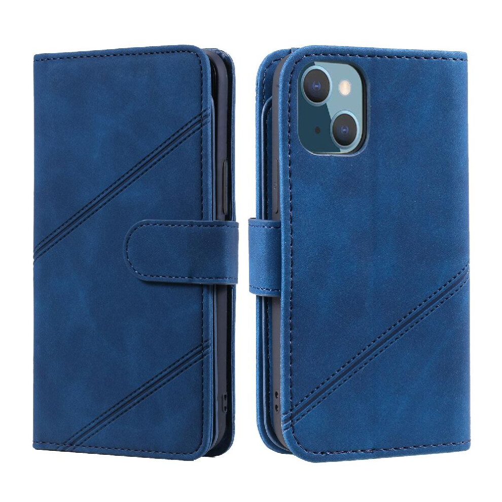 (Blue) Case For Iphone 13 Magnetic Wristband Card Holder Kickstand Wallet Flip Folio Pu Leather Blue 764563771103