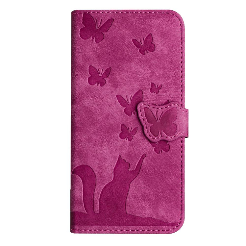 (Pink) Case For Iphone 13 Flip Folio Wallet Case Holder Cover Card Pocket Embossed Butterfly Cat Pink 764563771400