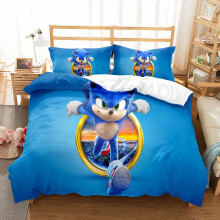 Bettbezug-Set mit Lightning Sonic-Print, 06217s, Einzelbett, 135 x 200 cm