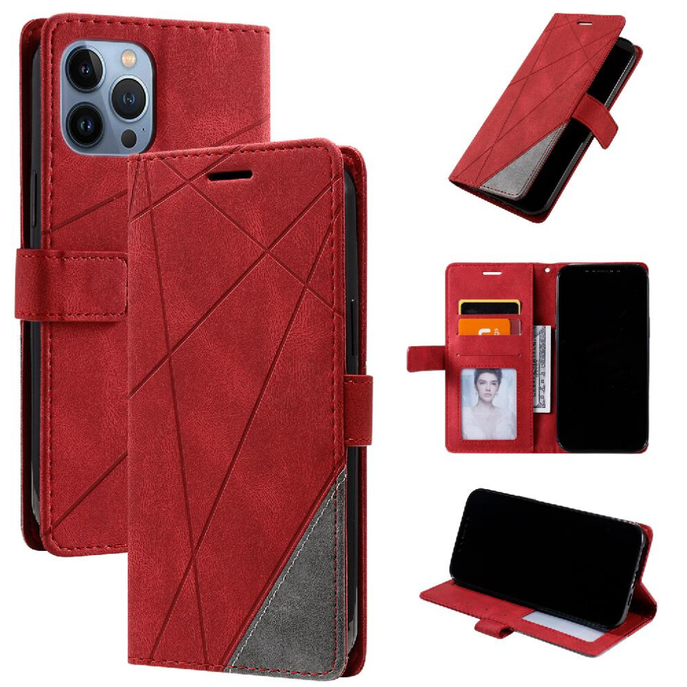 (Red) Case For Iphone 13 Pro Shockproof Pu Leather Card Holder Kickstand Magnetic Wallet Flip Folio Red 764563772216