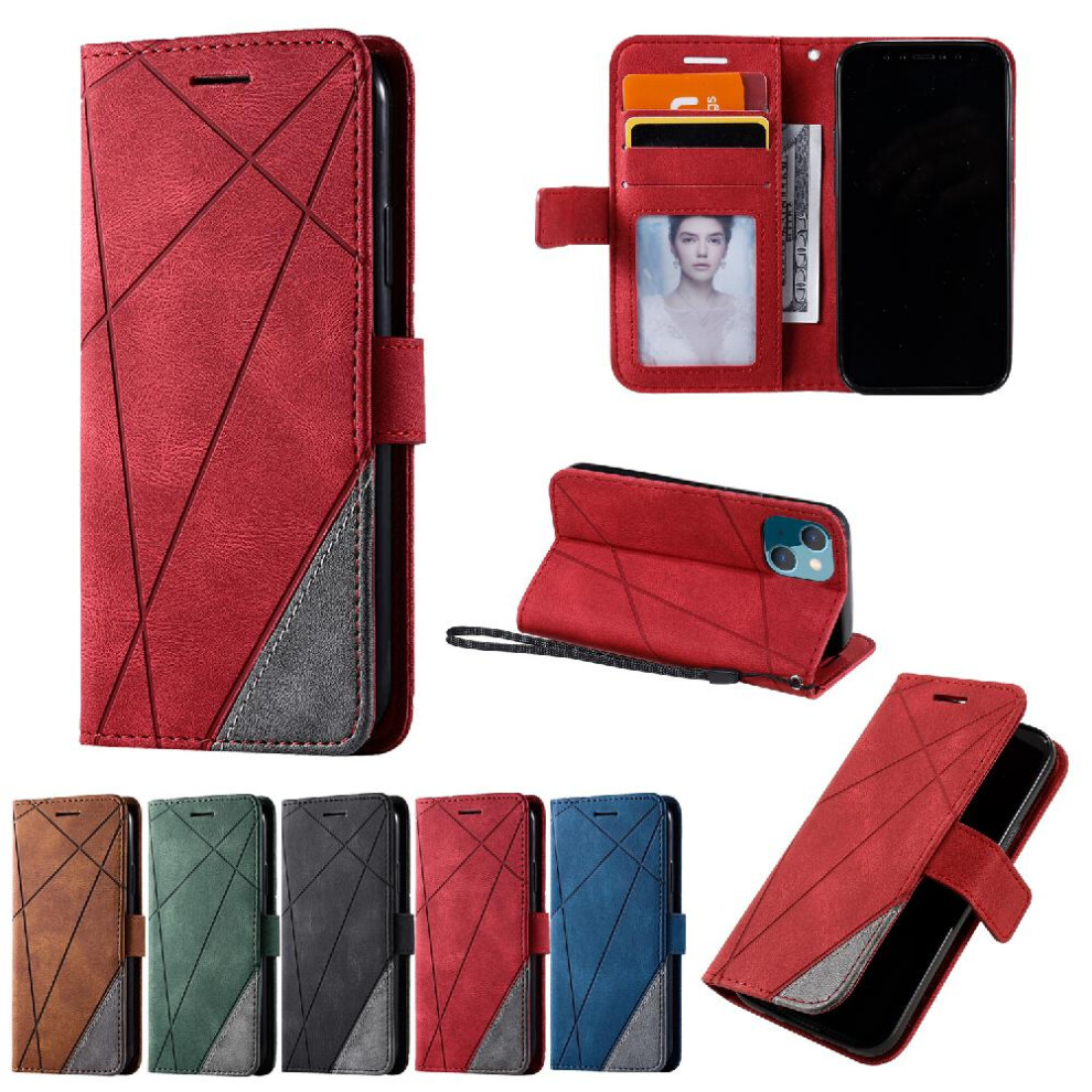 (Red) Case For Iphone 13 Card Holder Kickstand Pu Leather Magnetic Shockproof Wallet Flip Folio Red 764563772261