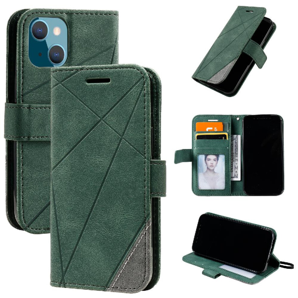 (Green) Case For Iphone 13 Card Holder Kickstand Pu Leather Magnetic Shockproof Wallet Flip Folio Green 764563772285