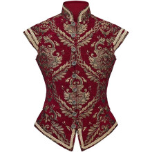(Red, M) Mens Tudor Vest Victorian Suit Vest Tudor Jerkin Gothic Steampunk Waistcoat