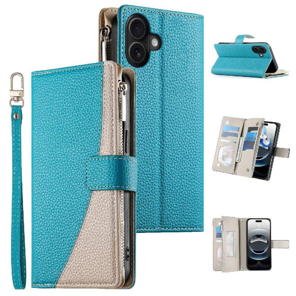 (Green) Compatible With Iphone 16 Plus Case Card Slots Wallet Elegant Leather Case Green 764563772759