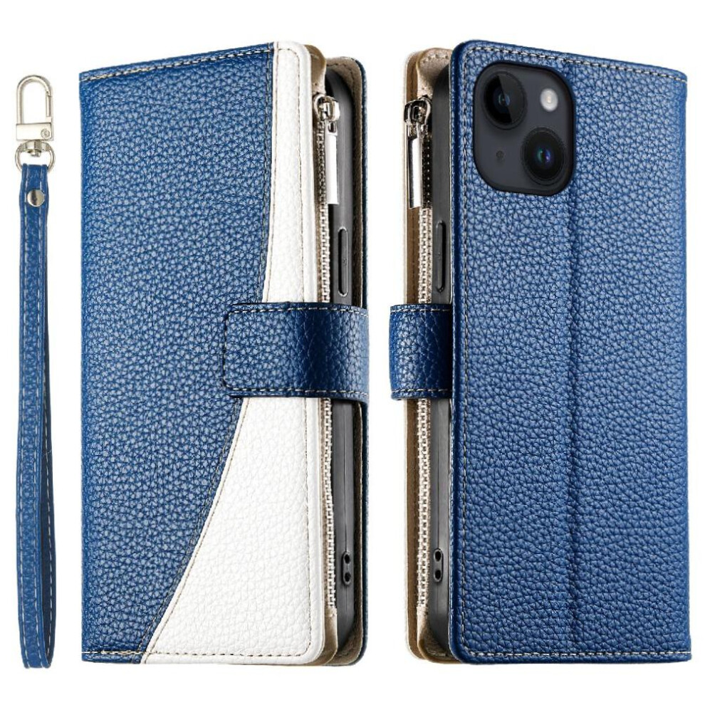 (Blue) Compatible With Iphone 13 Case Elegant Wallet Card Slots Leather Case Blue 764563772919