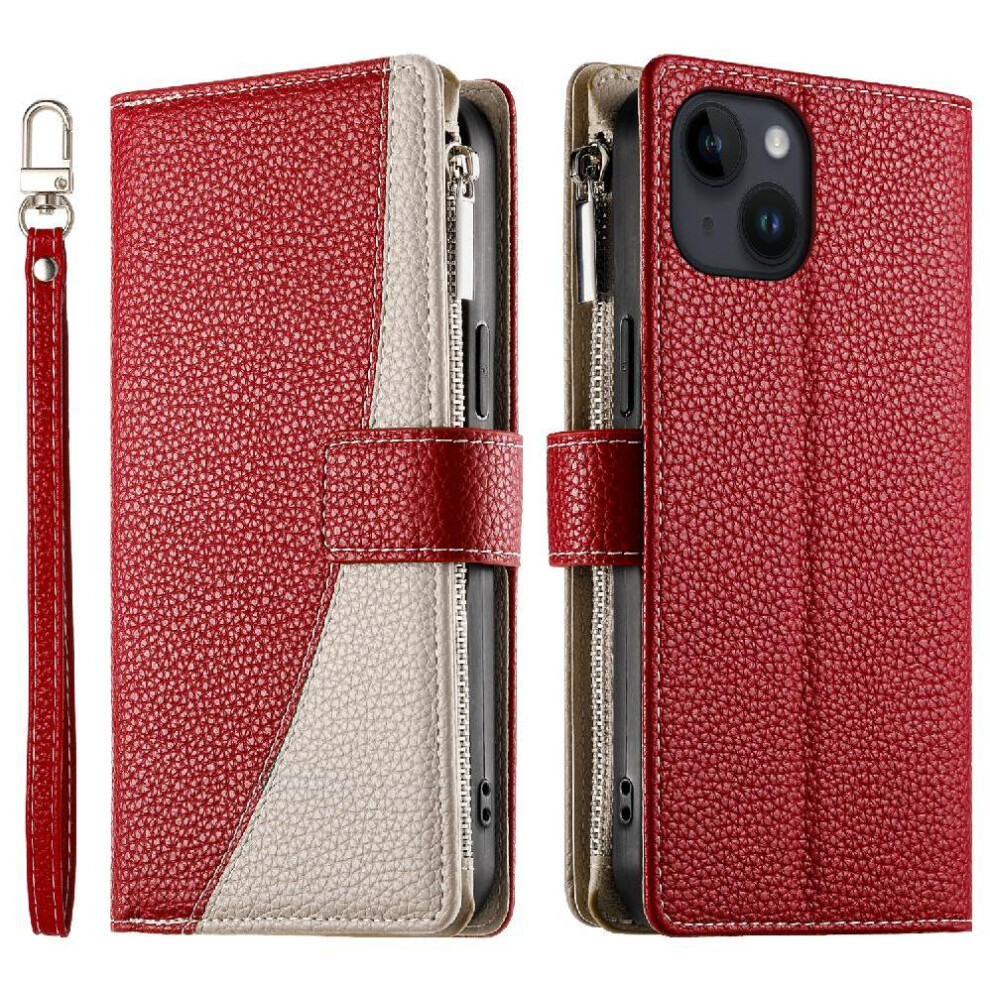 (Red) Compatible With Iphone 13 Case Elegant Wallet Card Slots Leather Case Red 764563772926