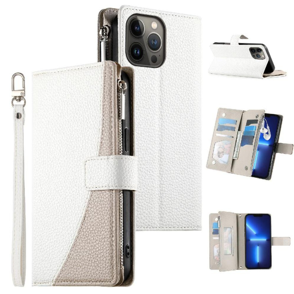(White) Compatible With Iphone 13 Pro Max Case Wallet Elegant Card Slots Leather Case White 764563772964