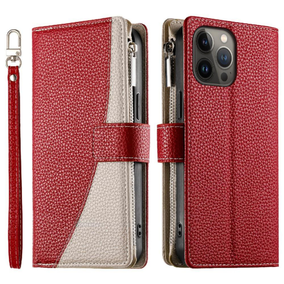 (Red) Compatible With Iphone 13 Pro Max Case Wallet Elegant Card Slots Leather Case Red 764563772988