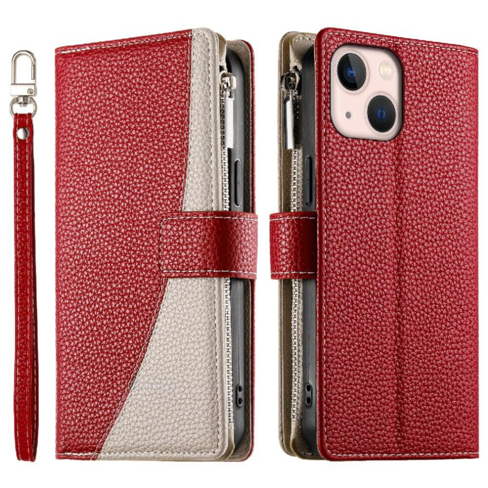 (Red) Compatible With Iphone 13 Mini Case Elegant Leather Case Card Slots Wallet Red 764563773107