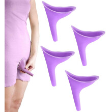JCUQGDOO 4 PCS tragbares weibliches Urinalgerät, wiederverwendbares Silikon weibliches Urinale, das aufsteht, enthält wasserdichte Tasche, t