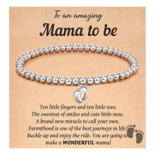 Mutter Geschenke zu sein - Silber Armband mit kleinem Fuß Charme und Grußkarte - Perfekte Baby Dusche, Schwangerschaft für erwartende Mütter