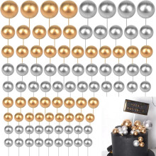 60PCS Ballon Kuchen Toppers - Schwarz und Gold Schaumstoff Kugel Dekorationen für Geburtstag, Hochzeit und Party Kuchen - perfekt für Kuchen