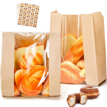 Wiederverwendbare Kraft Brotbeutel 50 Packung (20 Klein + 30 Groß), 23x12x5cm & 30x12x9cm Umweltfreundliche Lebensmittelaufbewahrungsbeutel