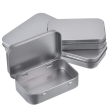 JCUQGDOO 4-teilige kleine Metalldose mit Deckeln? Rechteckige scharnierte Aufbewahrungsdosen in Silber, perfekt für Süßigkeiten, Schlüssel,