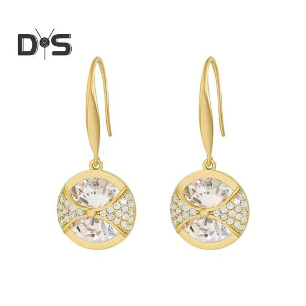 1 Pair Women Hanging Earrings Cubic Zirconia Retro Polished Prom Party Hook Earrings Holiday Birthday Gift Dangle Earrings Ear Jewelry