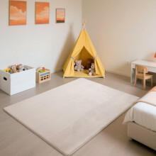 (200 × 200 cm (Square), Beige) 3CM Thick Baby Crawling Mat, Soft Army Green Rugs Living Room 80x200 CM, Mellow Mat, Short Pile Rugs for bedroom, Kids Room, Nursery, Baby Play Mat