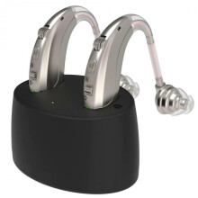 (Silver) Rechargeable Bluetooth Hearing Aids for Seniors with Noise Canceling Hearing Amplifier for Adults