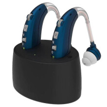 (Blue) Rechargeable Bluetooth Hearing Aids for Seniors with Noise Canceling Hearing Amplifier for Adults