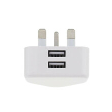 (2 USB-poorten) Netstroomadapter met 3 pinnen, muurlader, 123-poorts dubbele USB voor telefoons en tablets