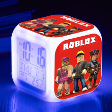 (C) Roblox Print Digitale Wekker 7 Kleuren Veranderend Spel Nachtlampje Led Display Nachtkastklok Woondecoratie Kinderen Cadeaus