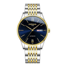 (Gold Blue) CARNIVAL 8016 Automatic Mechanical Watch Stainless Steel Men's Watch