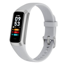 (Light Grey) Smart Fitness Band C60 1.1 inch Amoled Color Screen Blood Oxygen Body Temperture Health Smart Watch