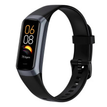 (Black) Smart Fitness Band C60 1.1 inch Amoled Color Screen Blood Oxygen Body Temperture Health Smart Watch