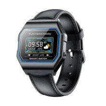 (Black Leather) KW18 Smart Watch Sports IP67 Waterproof BT Sleep Heart Rate Blood Pressure Monitor Wristwatch