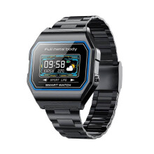 (Black Steel) KW18 Smart Watch Sports IP67 Waterproof BT Sleep Heart Rate Blood Pressure Monitor Wristwatch