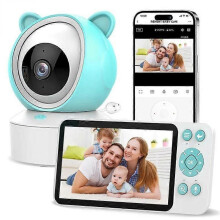 (Blue) 5 Inch 1080P Video Baby Monitor Voice Intercom Wifi Baby Monitor With Camera Security Night Vision