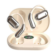 (Khaki) Q16 Bluetooth 5.3 Sports Earbuds Hifi Touch Control Waterproof Comfy Fit Headphones with Earhook