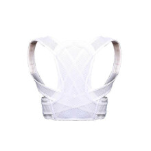 (L, White) Adult Hunchback Orthopedic Belt Breathable Interpenetrating Back Sitting Clavicle Belt