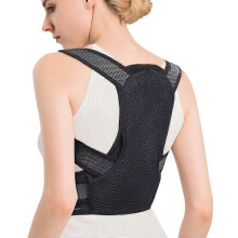 (L, Black) Adult Hunchback Orthopedic Belt Breathable Interpenetrating Back Sitting Clavicle Belt