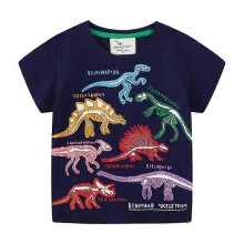 (5T(105-110CM)) Boys T-Shirt Short Sleeve Shirt Dinosaur Print Cotton Summer Tops Tees 2-7T