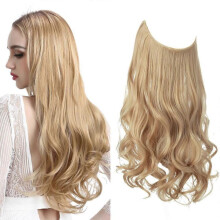 (12inch) Adjustable Headband Invisible Wire Hair Extensions Highlight Long Curly Synthetic Hairpiece For Women Color25