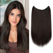 (18inch, Color4) Synthetic No Clip Hair Extension Artificial Natural Fake False Long Short Straight Hairpiece Blonde For Women
