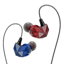 (Blue Red) QKZ AK2 Wired Earphones Sports Running HIFI Headphones
