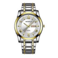 (White) GD251 Men's Watch Alloy Weekly Calendar Luminous Roman Scale Quartz Watch