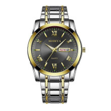(Black) GD251 Men's Watch Alloy Weekly Calendar Luminous Roman Scale Quartz Watch