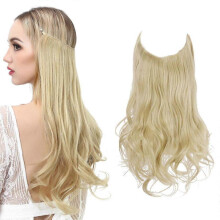 (22inch) Adjustable Headband Invisible Wire Hair Extensions Highlight Long Curly Synthetic Hairpiece For Women Color24/613