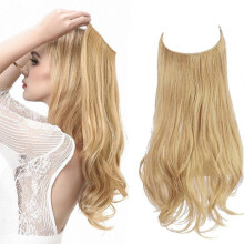 (22inch) Adjustable Headband Invisible Wire Hair Extensions Highlight Long Curly Synthetic Hairpiece For Women Color27/613