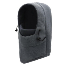 (Grey Black) Outdoor Ski Cycling Head Cover Balaclava Face Mask Shake Fleece Adjustable Hat Head Cover