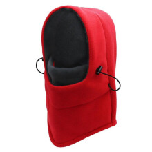 (Red) Outdoor Ski Cycling Head Cover Balaclava Face Mask Shake Fleece Adjustable Hat Head Cover