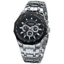 (Black) CURREN 8084 Casual Quartz Steel Band Men's Waterproof Sports Watch
