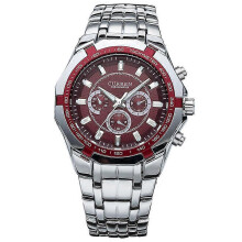 (Red) CURREN 8084 Casual Quartz Steel Band Men's Waterproof Sports Watch