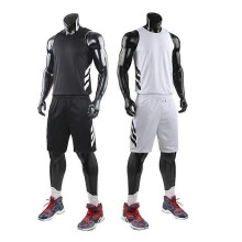 (L) Double-Weared Basketball Jersey suit Men's Boys Training Jersey Suit Black White