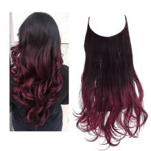 (12inch) Adjustable Headband Invisible Wire Hair Extensions Highlight Long Curly Synthetic Hairpiece For Women Color1BT118