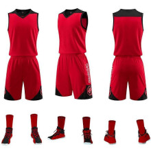 (5XS) Basketball Jersey Suit Unisex Quick-drying Ball Training Sport Jersey Suit Red