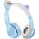 (Light Blue) Cute Cat Ear LED Bluetooth Wireless Headset 1