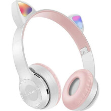 (Grey) Cute Cat Ear LED Bluetooth Wireless Headset